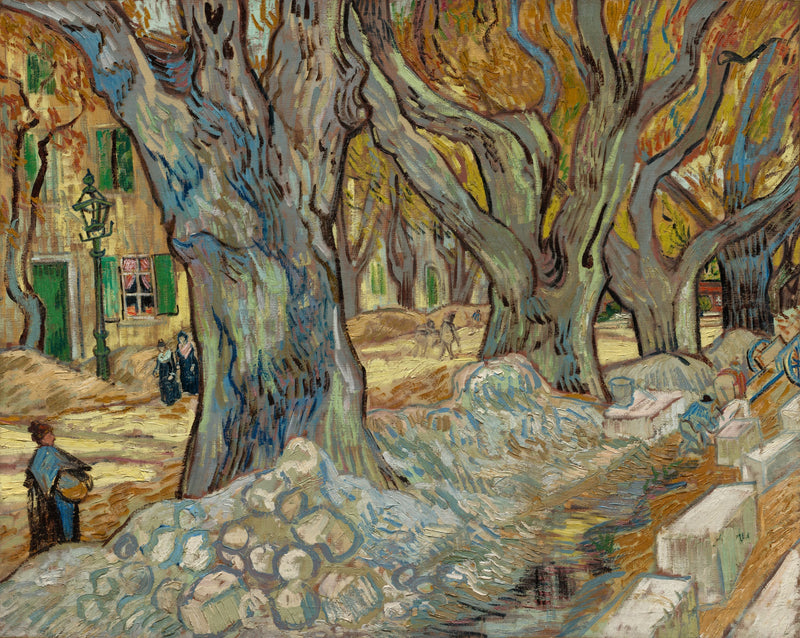 Os grandes plátanos (Trabalhadores da estrada em Saint-Rémy) - Vincent van Gogh