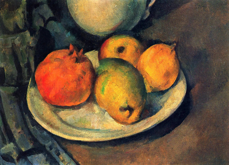 Romã e peras em um prato - Paul Cézanne