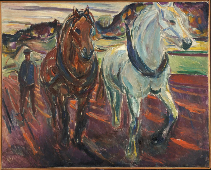 Grupo de cavalos de tração - Edvard Munch