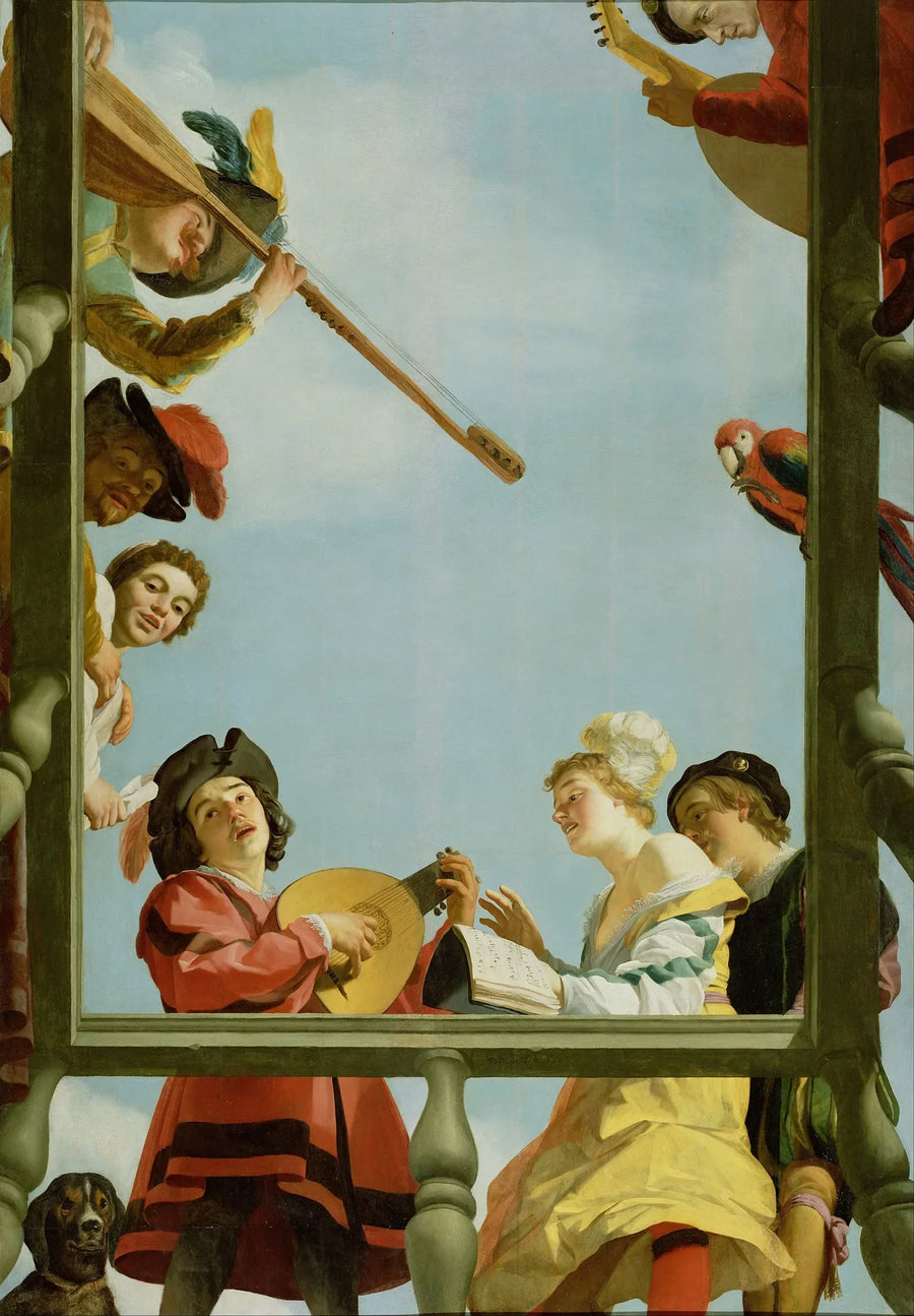 Grupo musical em uma varanda - Gerrit van Honthorst