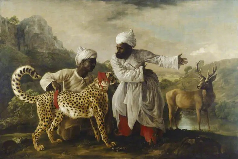  Guepardo e veado com dois índios - George Stubbs