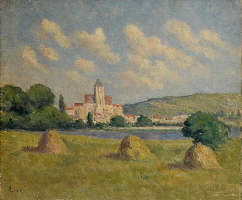 Guernes, a igreja e os campos - Maximilien Luce
