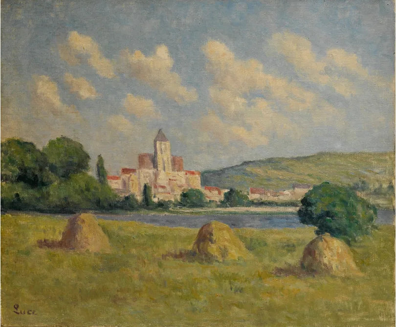 Guernes, a igreja e os campos - Maximilien Luce