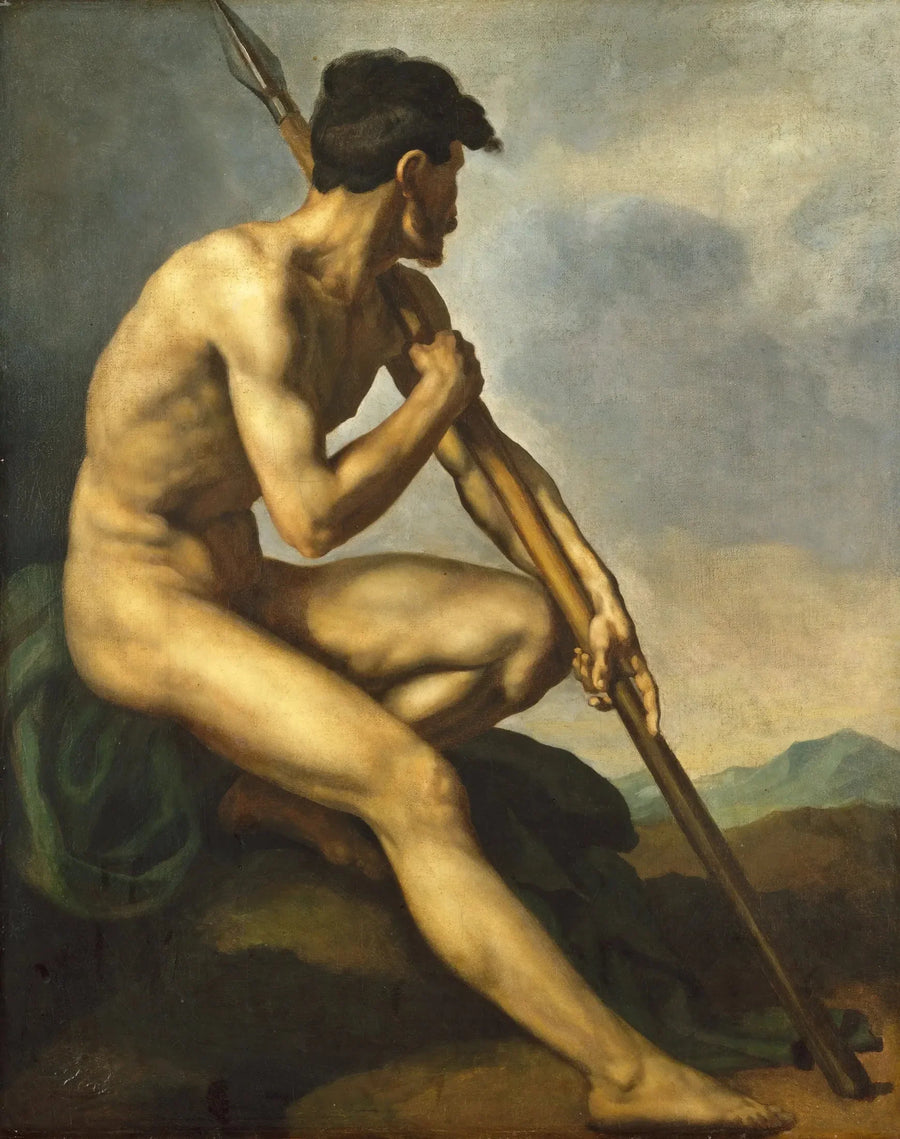 Guerreiro nu com uma lança - Théodore Géricault