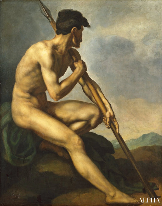 Guerrier nu avec une lance - Théodore Géricault - Reproductions de tableaux et peintures haut de gamme