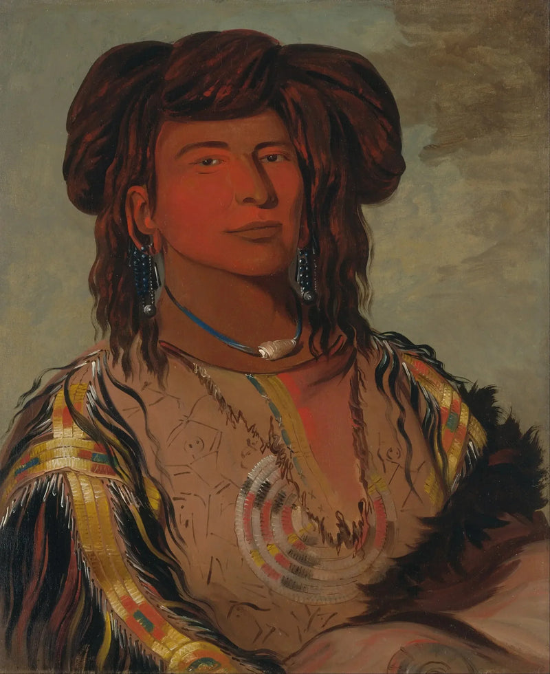 Ha-wón-je-tah, Uma Chifre, Chefe principal da tribo Miniconjou - George Catlin