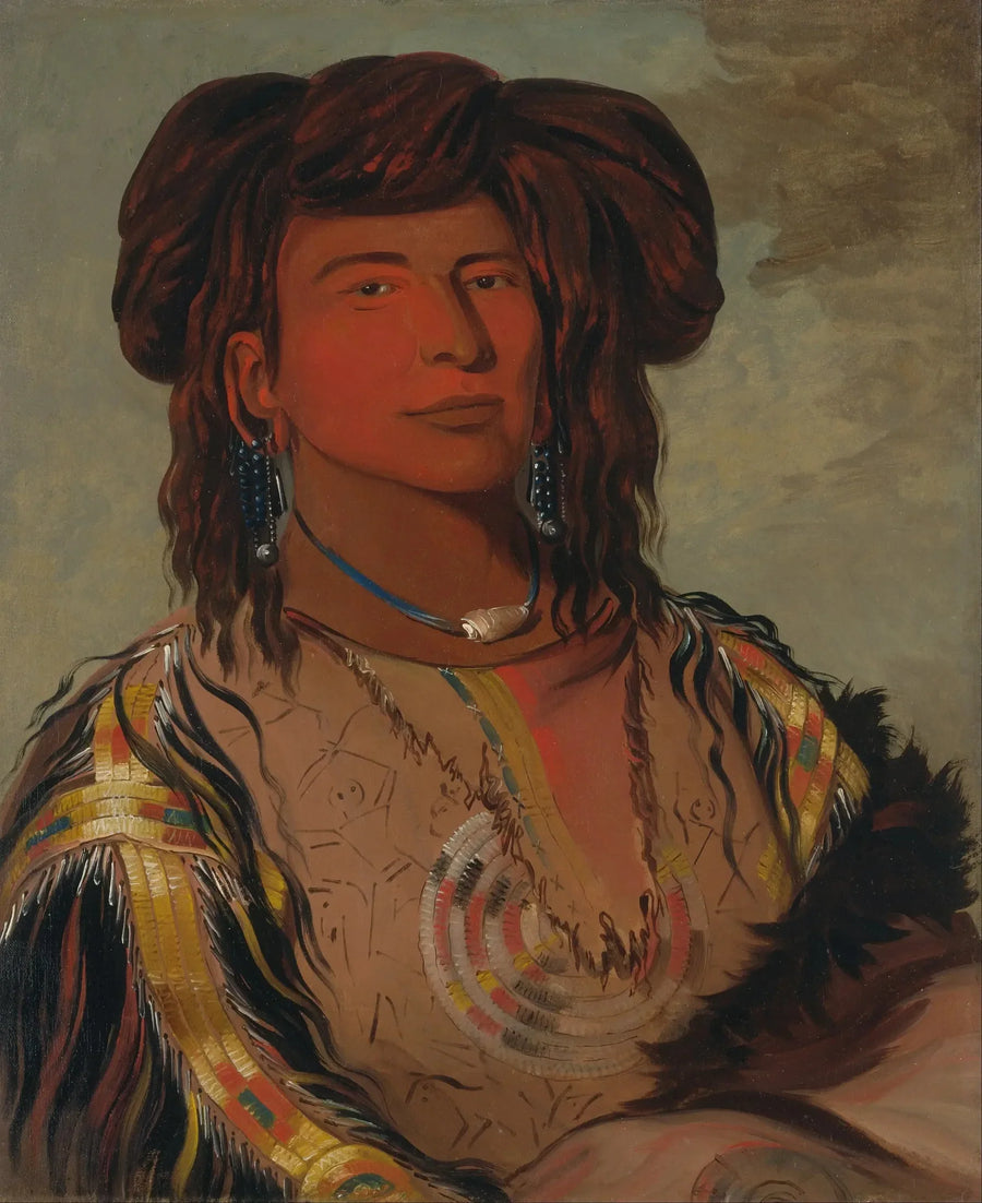Ha-wón-je-tah, Uma Chifre, Chefe principal da tribo Miniconjou - George Catlin