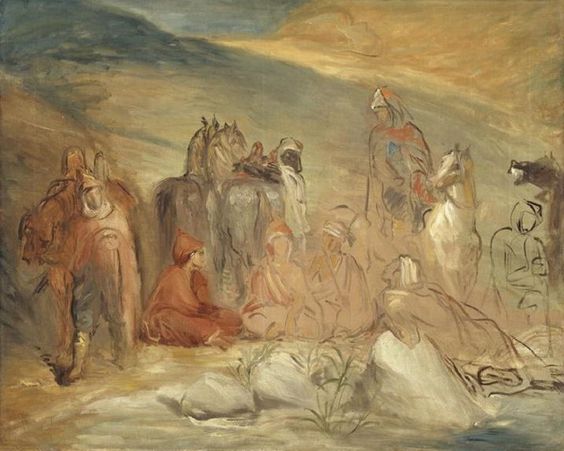 Parada de spahis perto de uma fonte - Théodore Chassériau