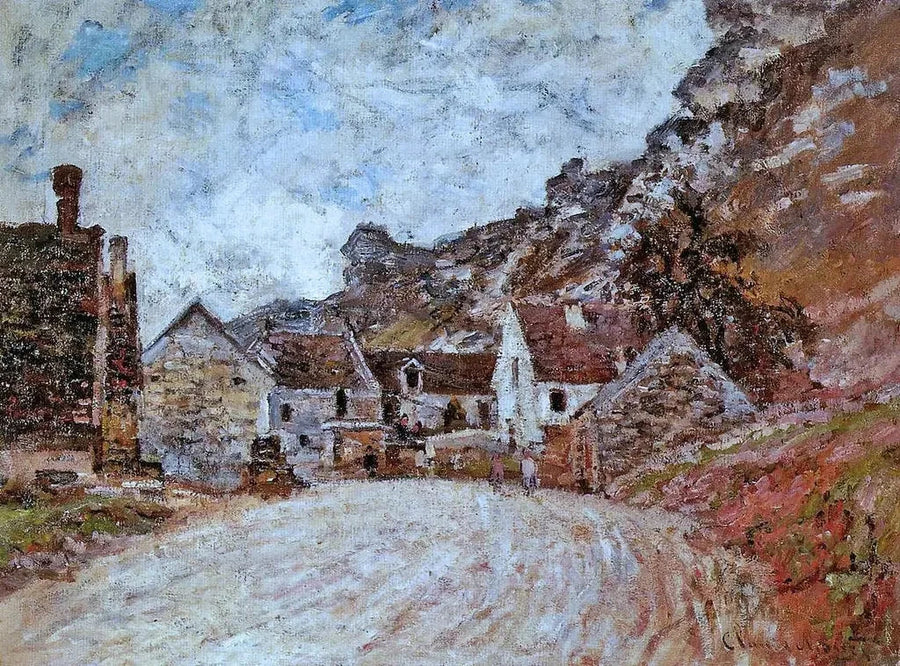 A aldeia de Chantemesle aos pés da rocha - Claude Monet