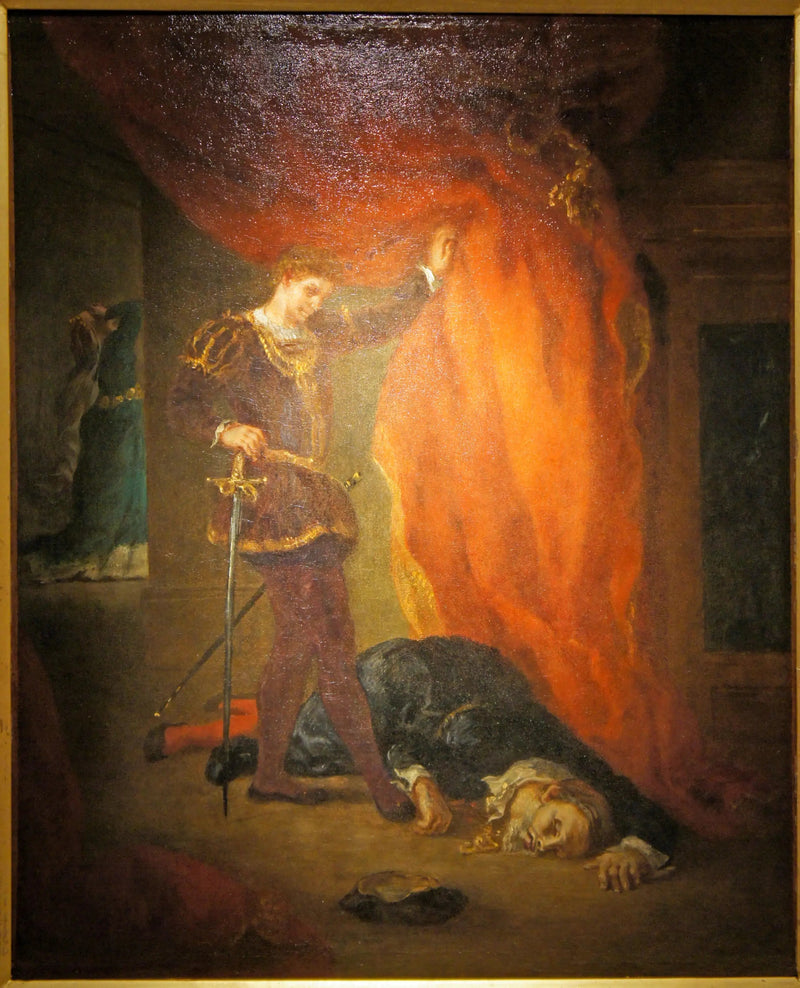 Hamlet diante do corpo de Polônio - Eugène Delacroix