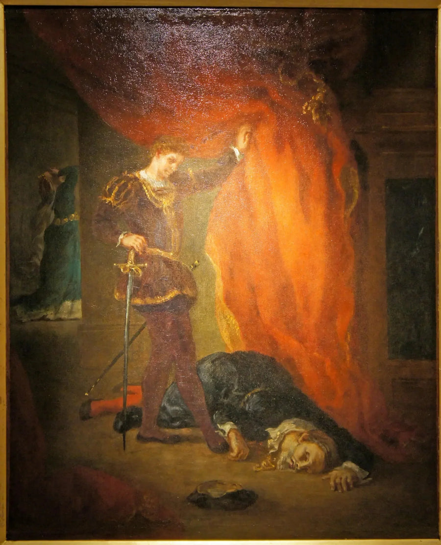 Hamlet diante do corpo de Polônio - Eugène Delacroix