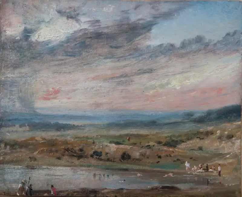 Hampstead Heath, com lago e banhistas - John Constable