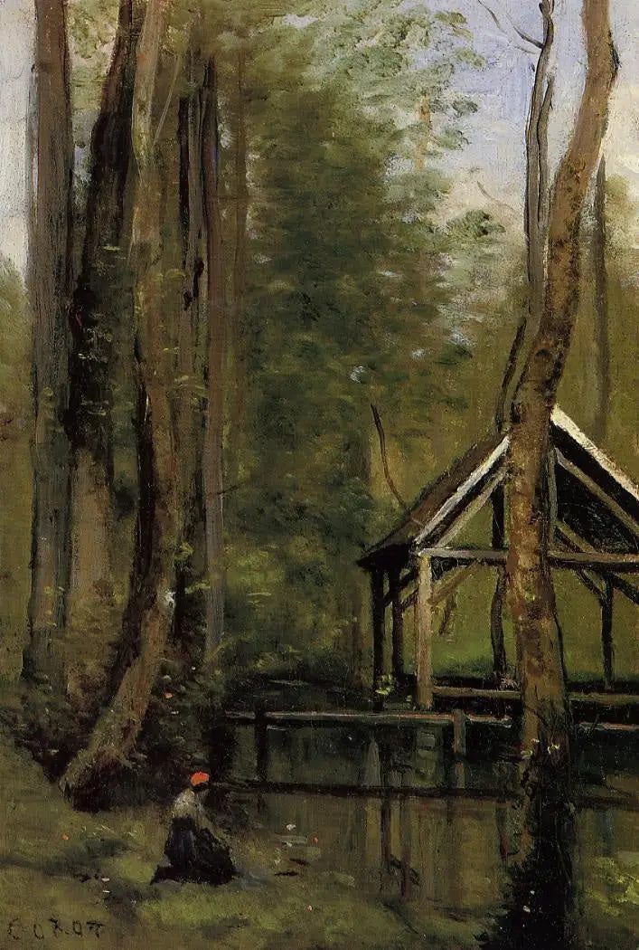 Hangar de pesca em Mothois perto de Gournay-en-Brais - Jean-Baptiste Camille Corot
