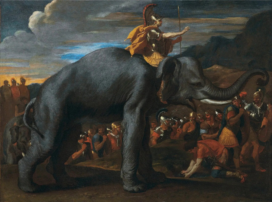 Hannibal atravessando os Alpes a cavalo de elefante - Nicolas Poussin