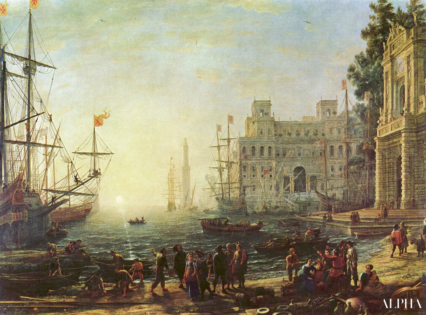 Harbour with Villa Medici - Claude Lorrain - Reproductions de tableaux et peintures haut de gamme