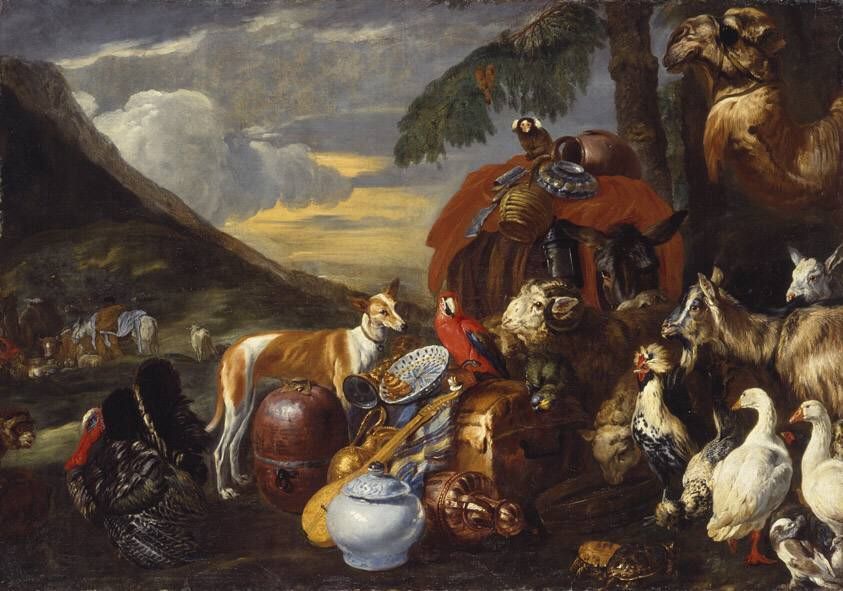 Haustiere und Gerätschaften - Giovanni Benedetto Castiglione image 1 reproduction artisanale de tableau
