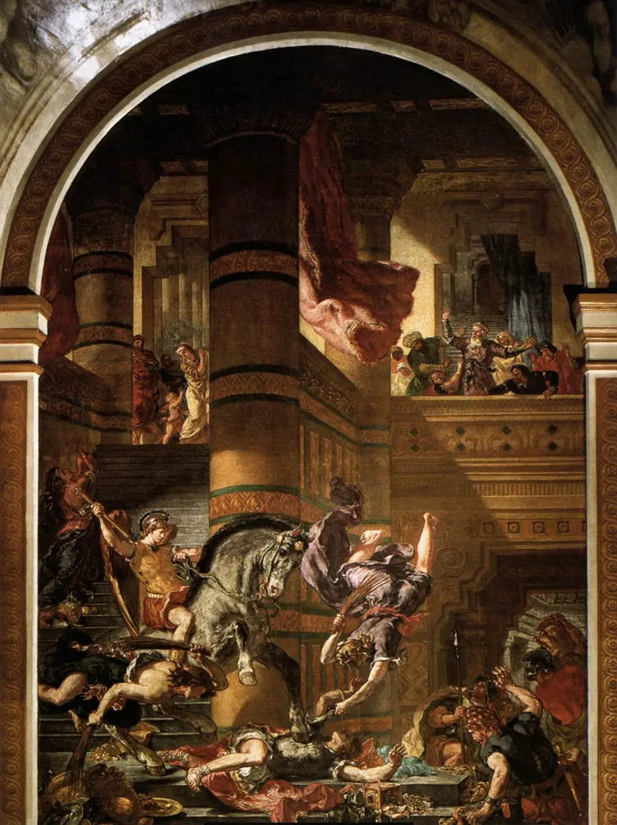 Héliodore chassé du temple - Eugène Delacroix image 1 reproduction de peinture à l’huile