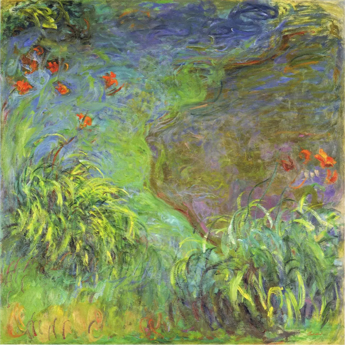 Reproduction du tableau « Hémérocalles au bord de l’eau - Claude Monet » par Alpha Reproduction en peinture à l’huile