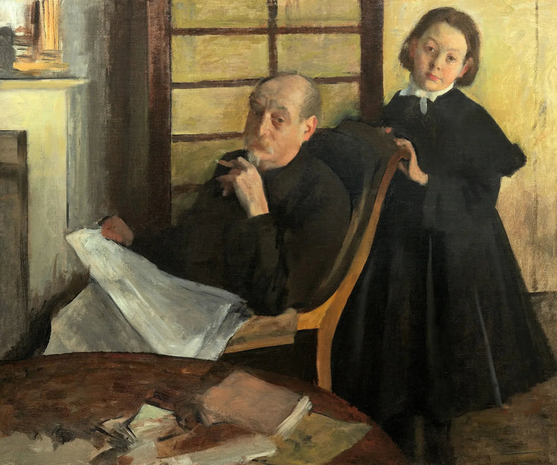 Henri Degas e sua sobrinha Lucie Degas (o tio e a prima do artista) - Edgar Degas