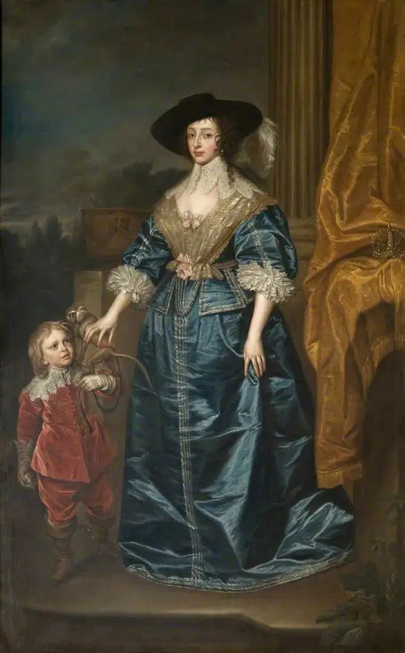 Henrietta Maria (1609–1669), com o anão, Geoffrey Hudson - Antoine van Dyck