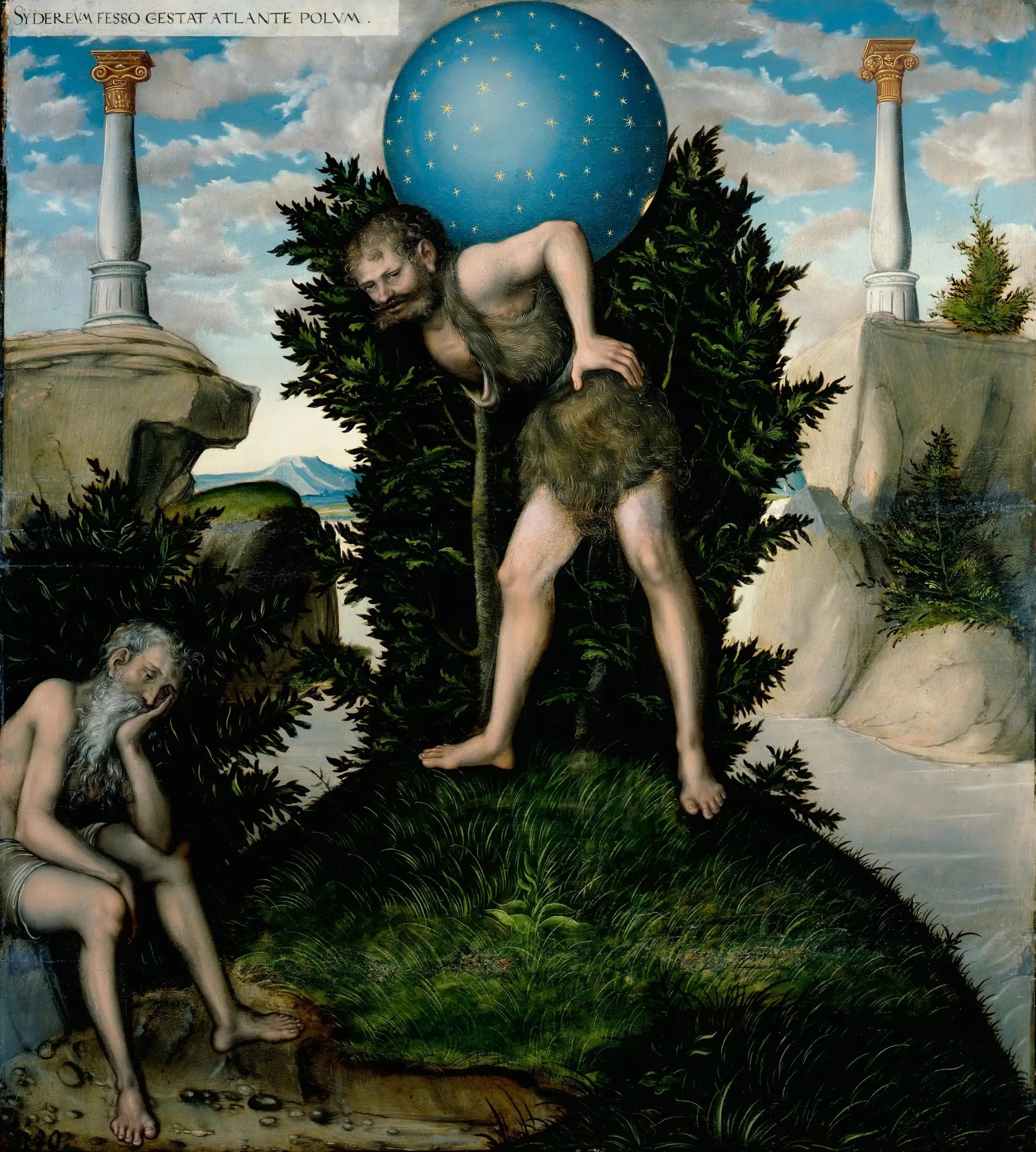 Hercule et Atlas - Lucas Cranach the Elder image 1 copie peinte à la main à l’huile