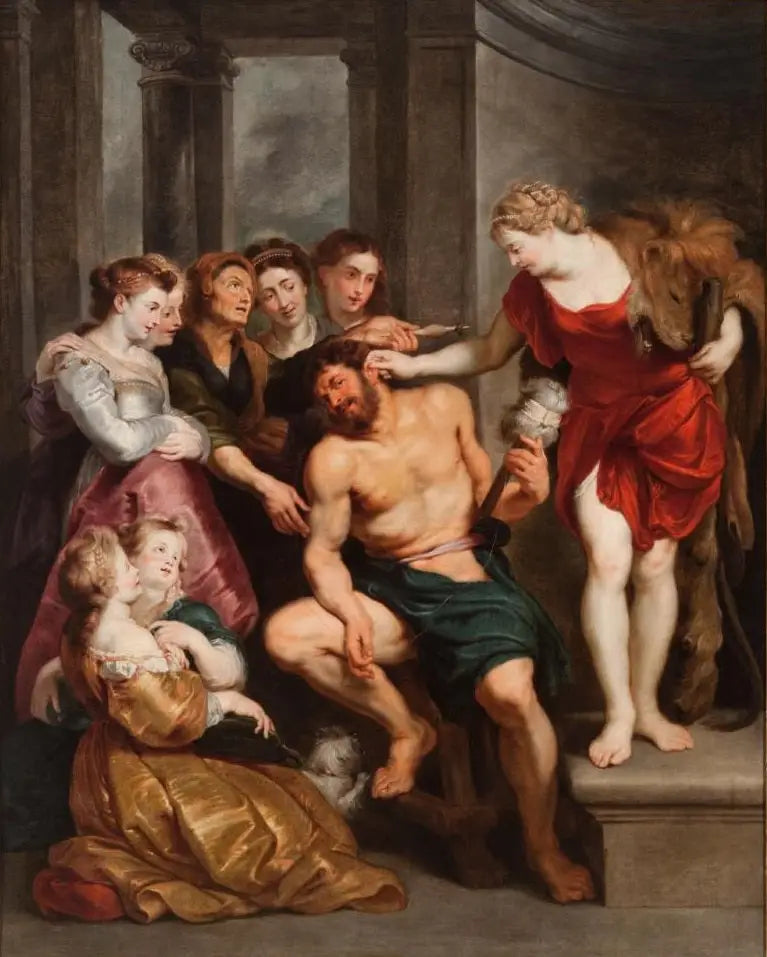 Hércules, apaixonado, é dominado por Omfale - Peter Paul Rubens