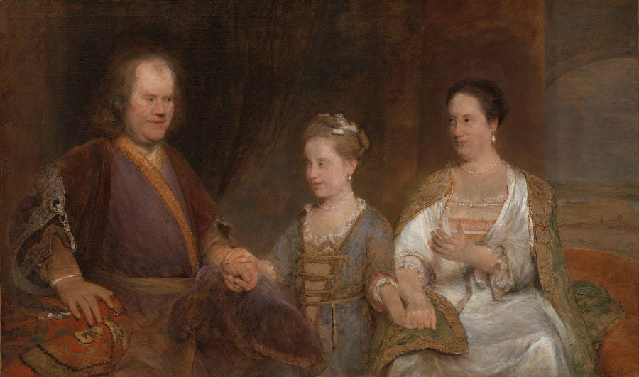 Hermanus Boerhaave (1668-1738). Professeur de médecine à Leiden avec son épouse Maria Drolenvaux (1686-1746) et sa fille Johanna Maria (1712-1791) - Arent de Gelder