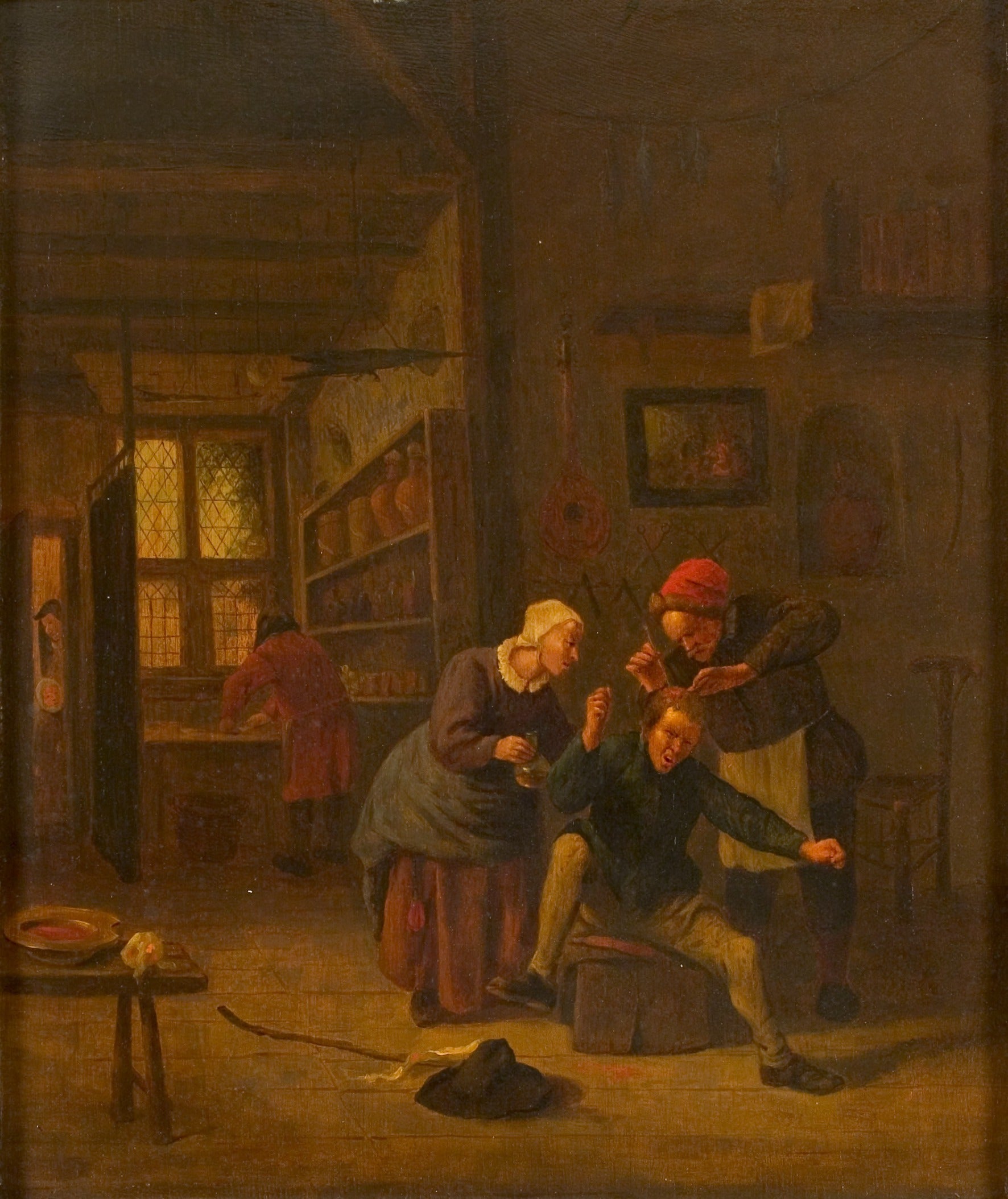 Het snijden van de kei - Jan Steen image 1 copie peinte à la main à l’huile