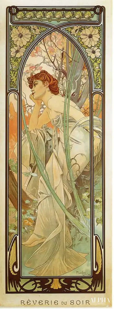 Heures de la journée : Rêve du soir - Mucha - Reproductions de tableaux et peintures haut de gamme