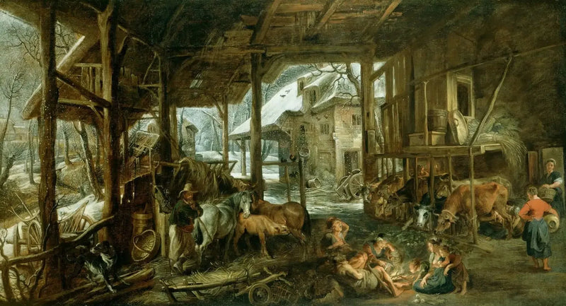 Inverno: O interior de um celeiro - Peter Paul Rubens