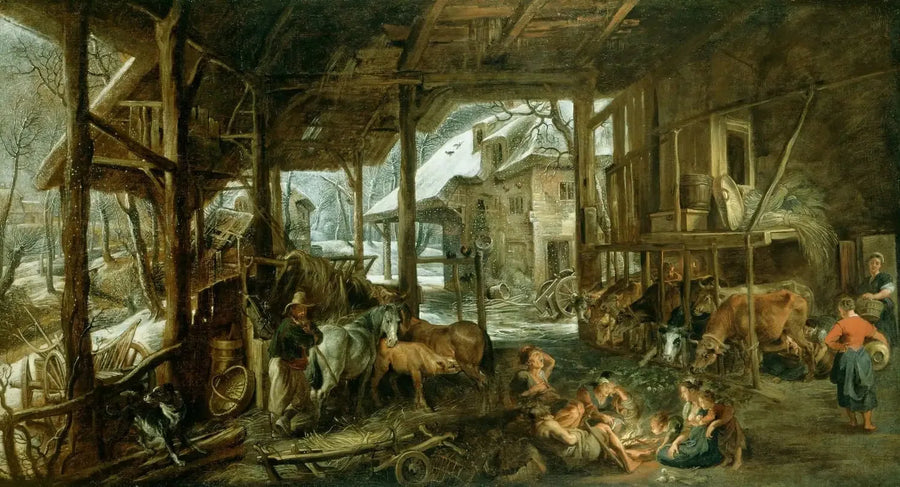 Inverno: O interior de um celeiro - Peter Paul Rubens