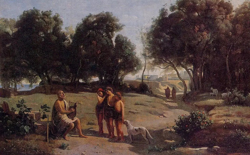 Homero e os Pastores - Jean-Baptiste Camille Corot