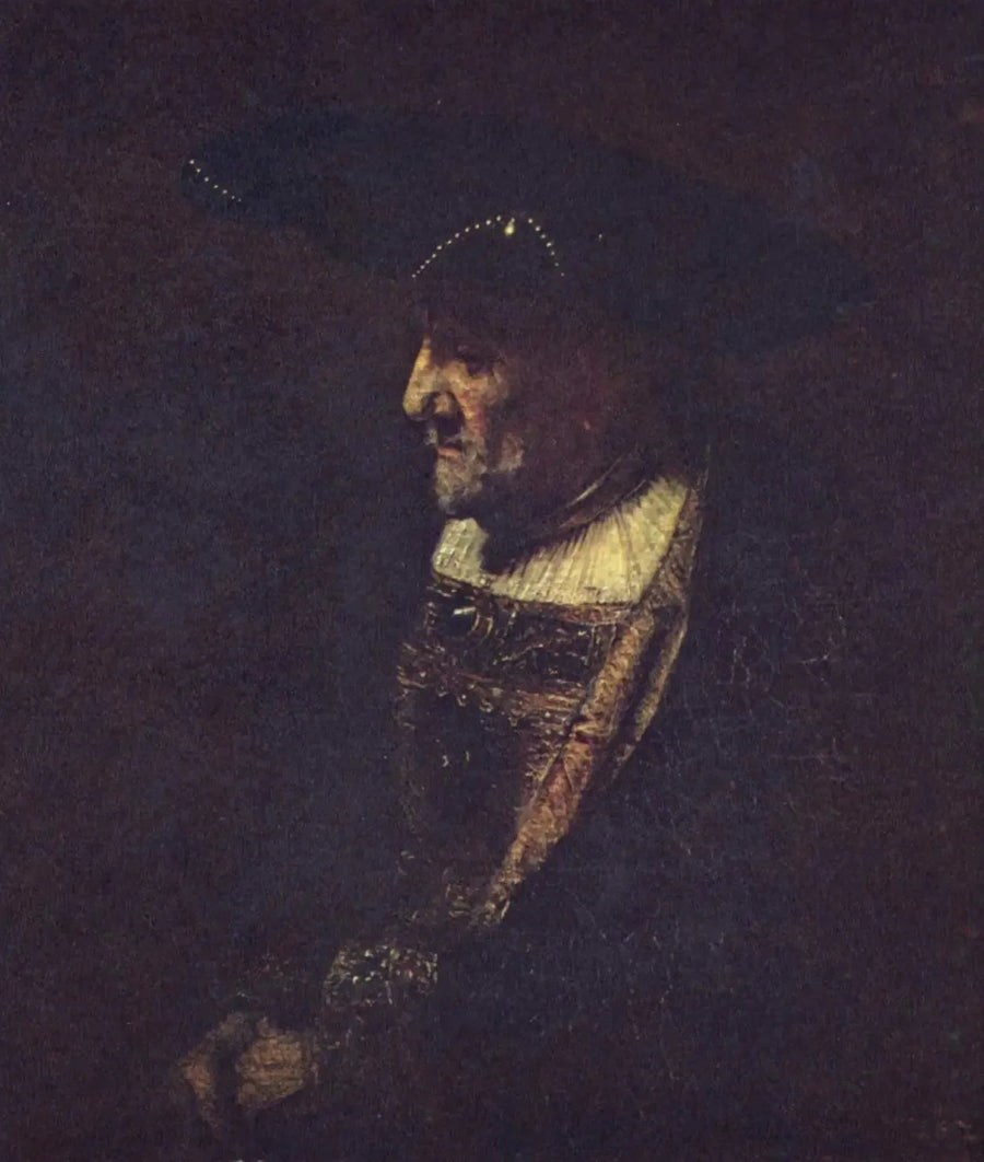 Homem com um chapéu decorado com pérolas - Rembrandt