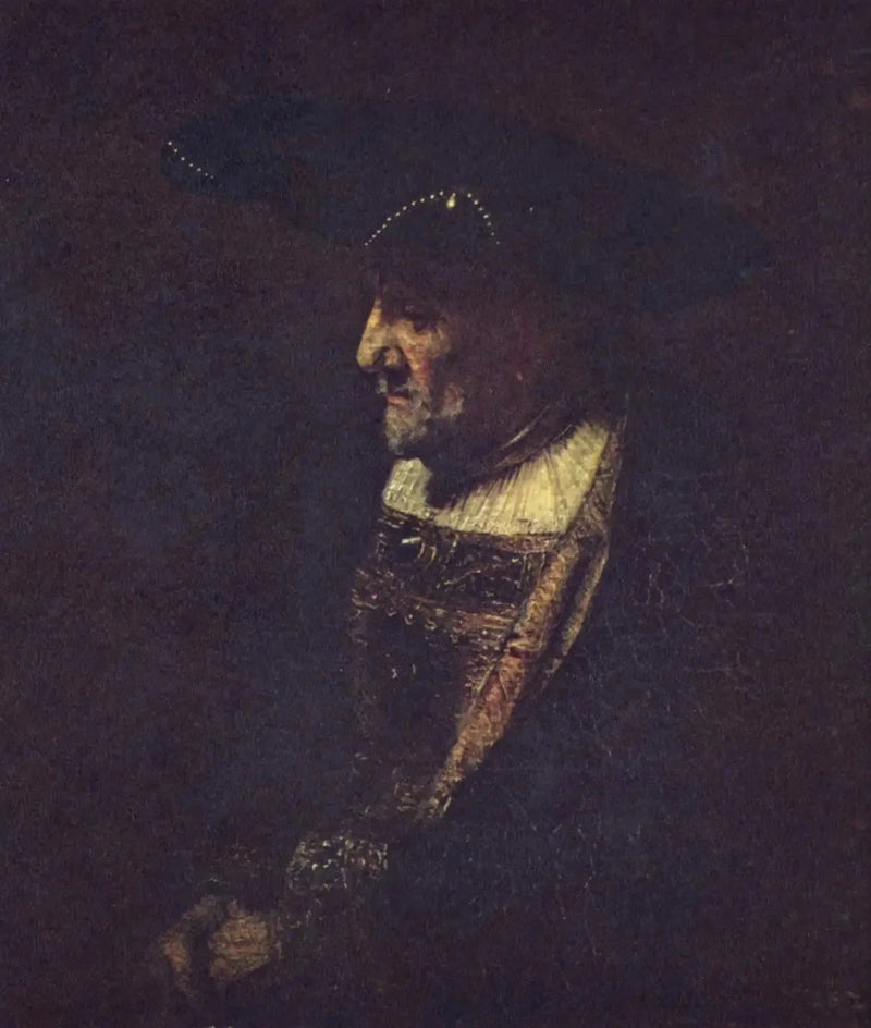 Homem com um chapéu decorado com pérolas - Rembrandt