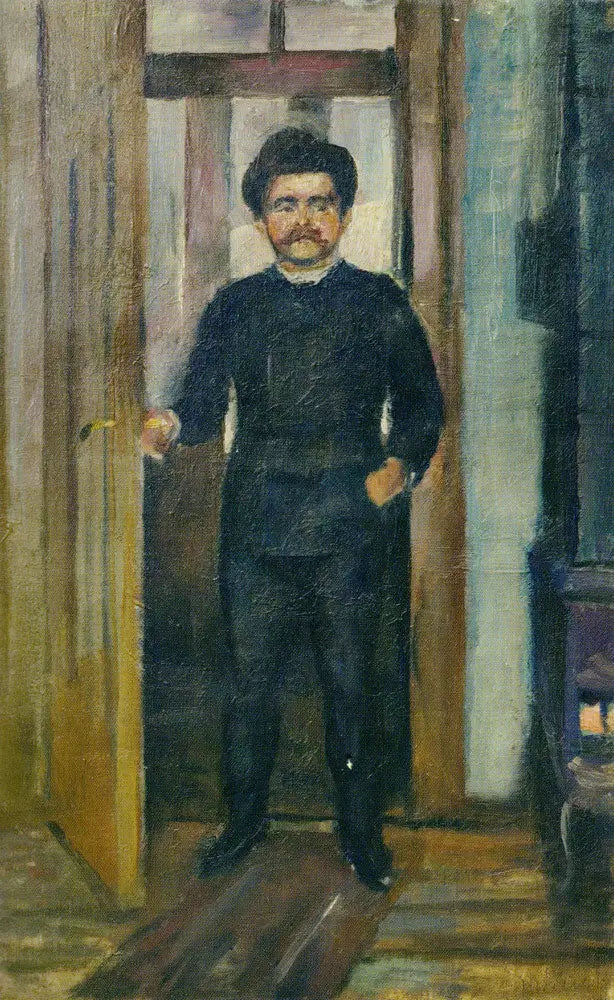 Homem em pé na moldura do porto - Edvard Munch