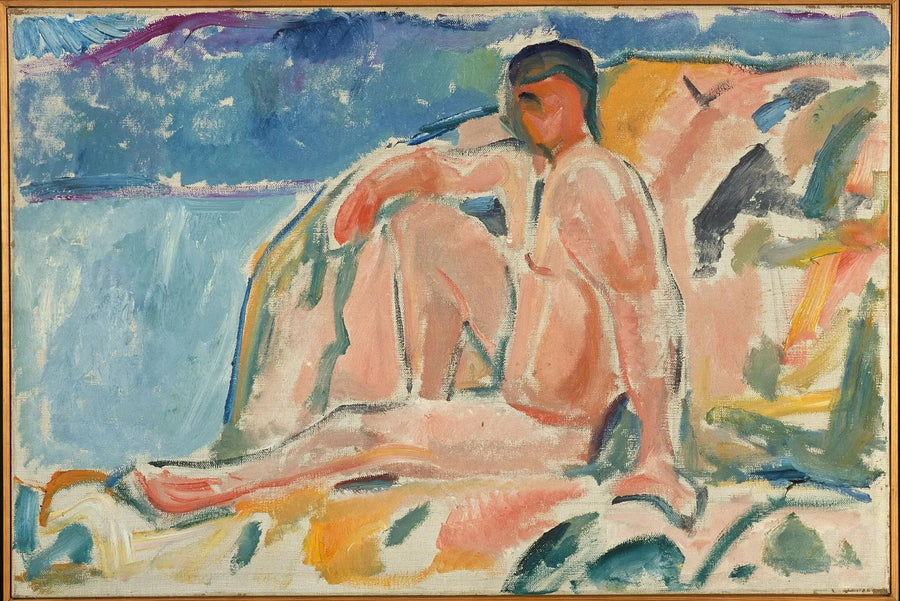 Homem nu sobre uma rocha - Edvard Munch