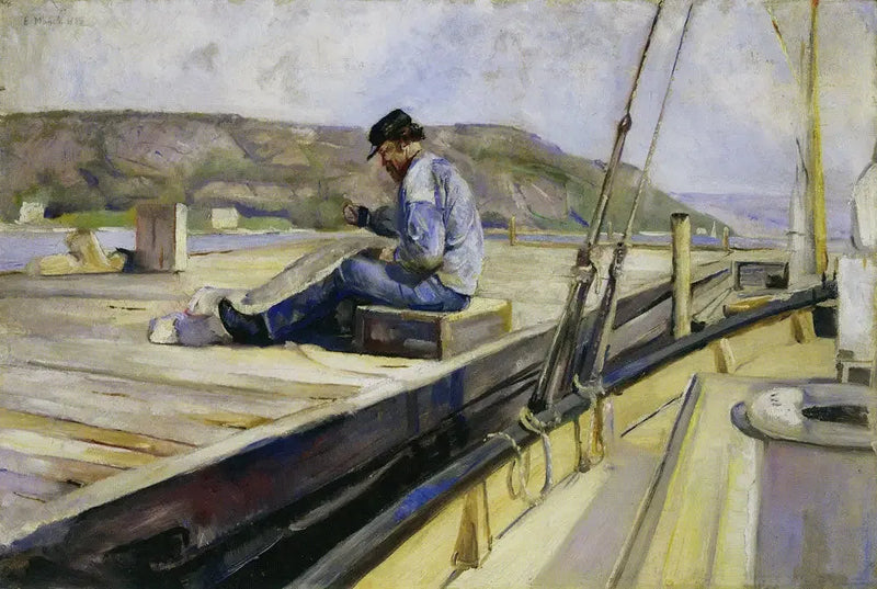 Homem reparando uma rede - Edvard Munch
