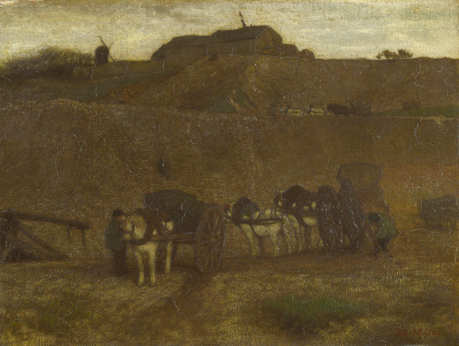 Hommes déchargeant des charrettes, Montmartre - Matthijs Maris