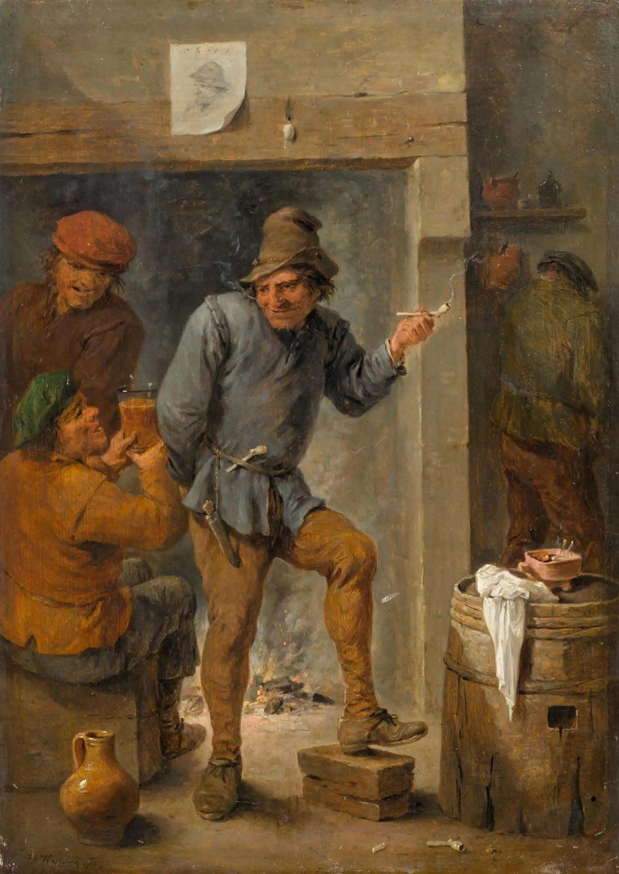 Homens fumando e bebendo em uma taverna - David Teniers, o Jovem