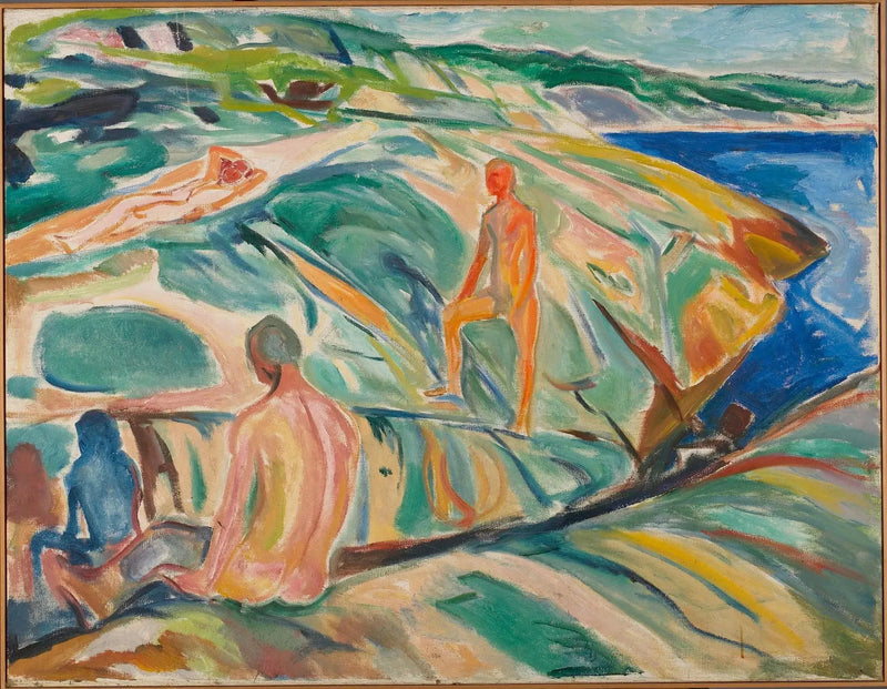 Homens se banhando nas rochas - Edvard Munch