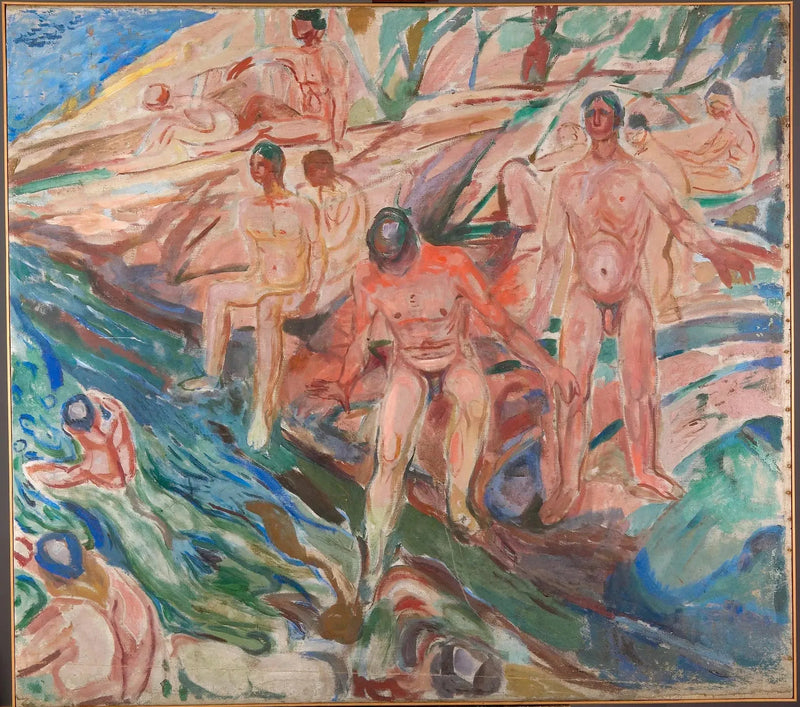 Homens se banhando nas rochas - Edvard Munch