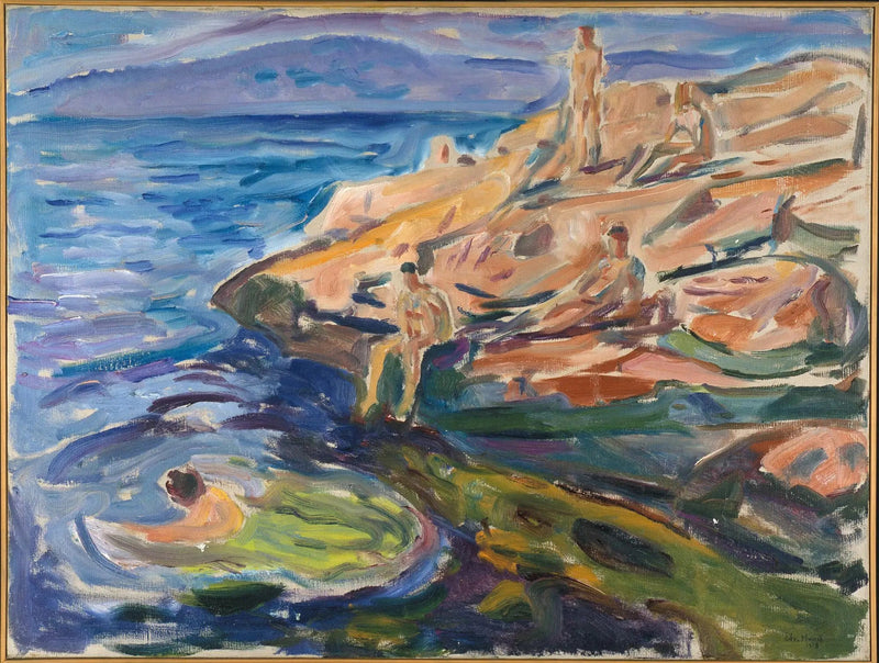 Homens se banhando nas rochas - Edvard Munch