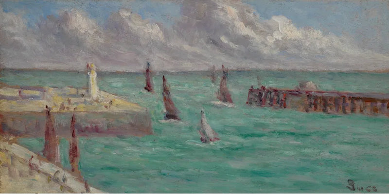 Honfleur, o farol e o píer - Maximilien Luce