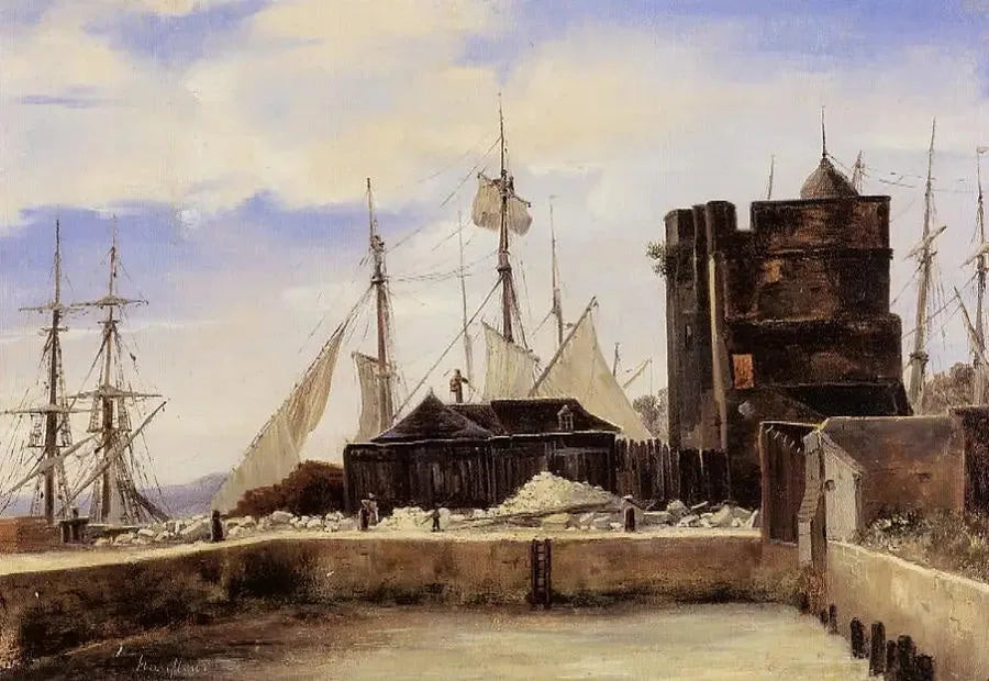 Honfleur, o velho cais - Jean-Baptiste Camille Corot