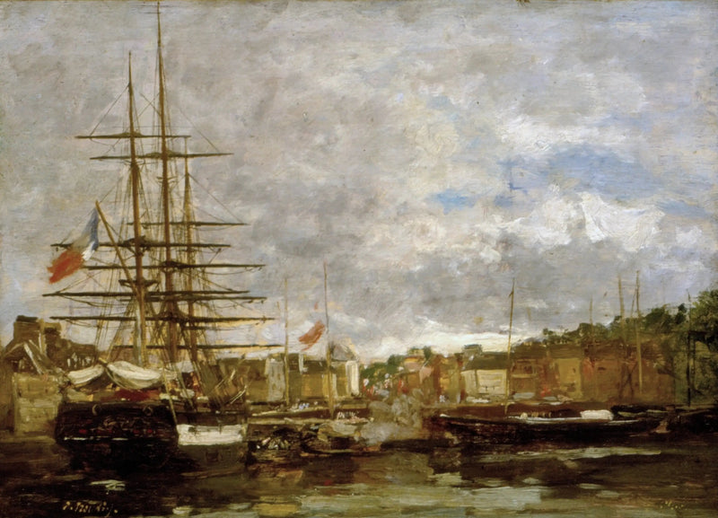 Honfleur - Navios ancorados no porto - Eugène Boudin