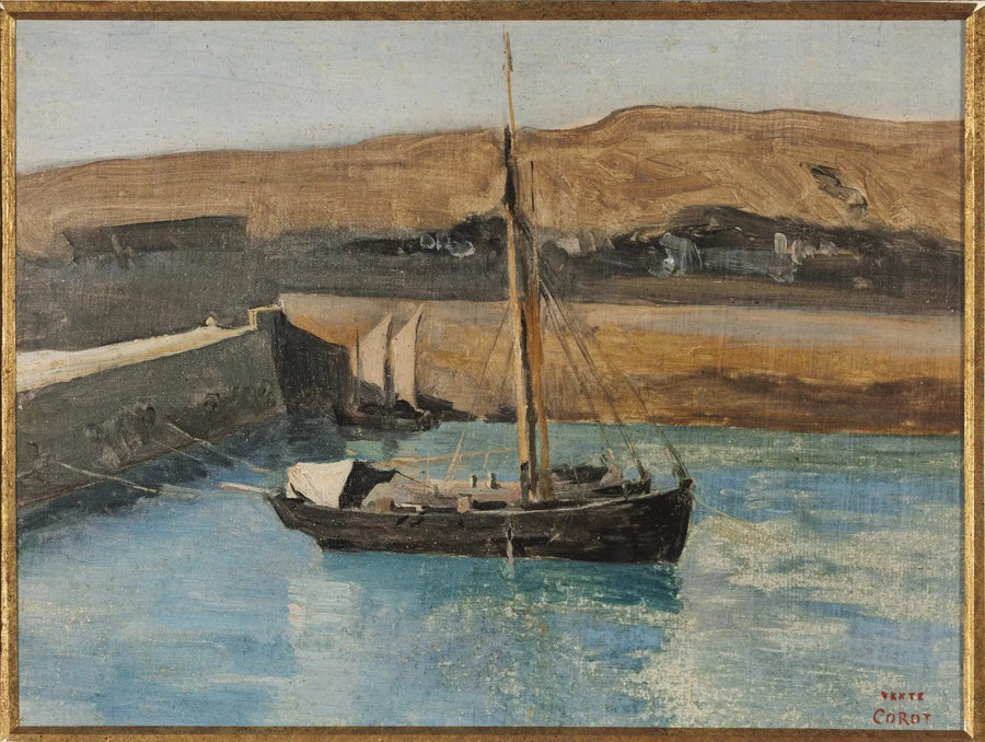 Honfleur, um cais flutuante - Jean-Baptiste Camille Corot