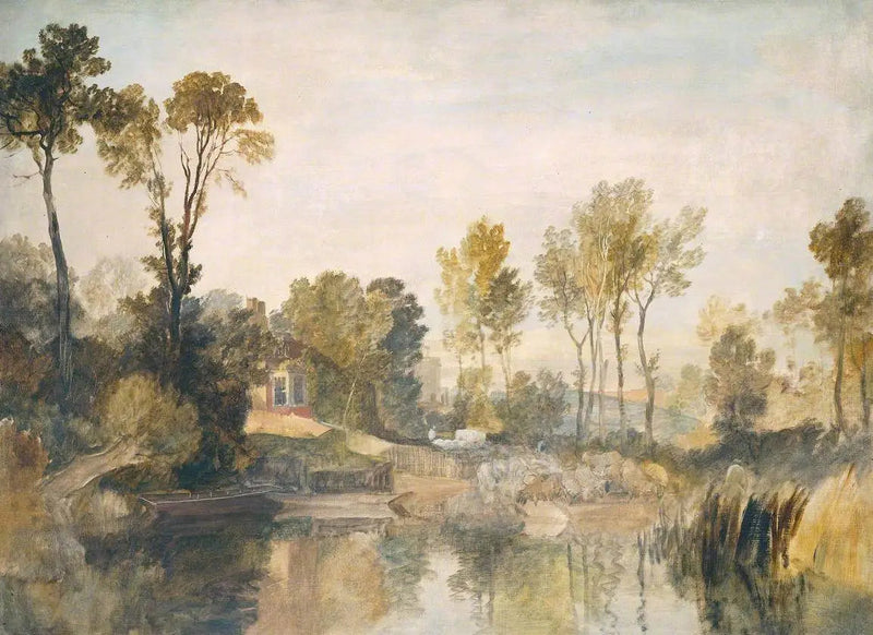 Casa ao Lado do Rio, com Árvores e Ovelhas - J. M. W. Turner