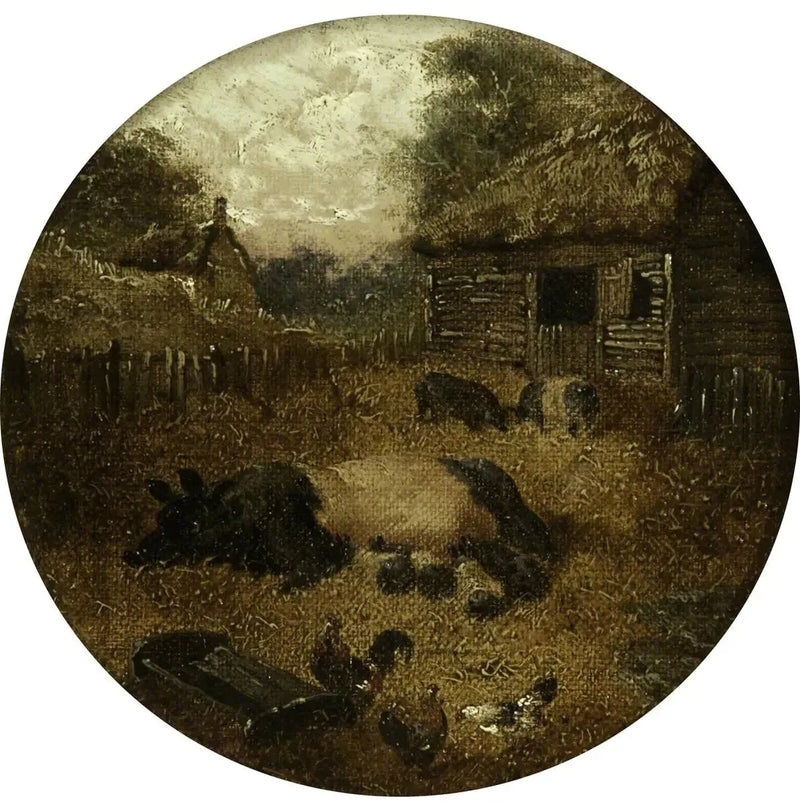Oito cenas de fazenda circulares (1. Porcos; 2. Égua e potro; 3. Vacas; 4. Ovelhas; 5. Galinhas; 6. Patos; 7. Coelhos; 8. Burro) - John Frederick Herring, Sr.