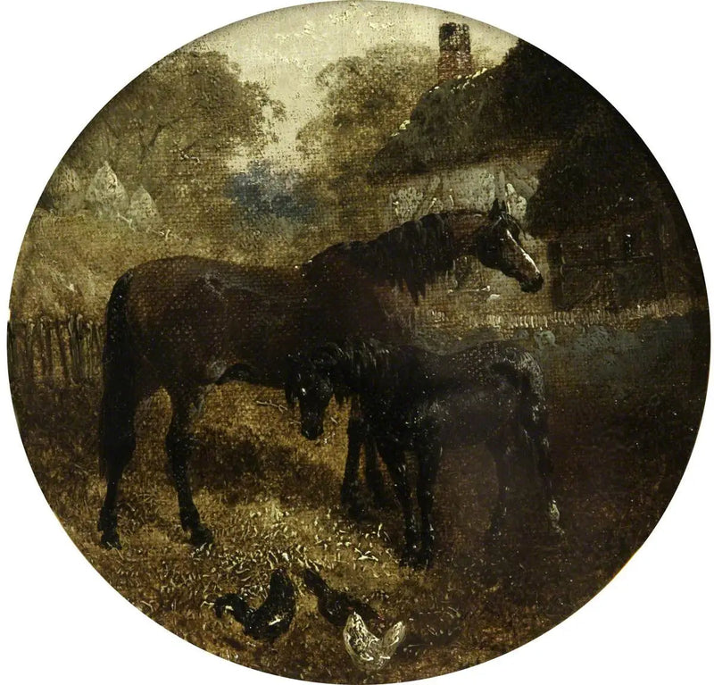 Oito cenas de fazenda circulares: égua e potro - John Frederick Herring, Sr.