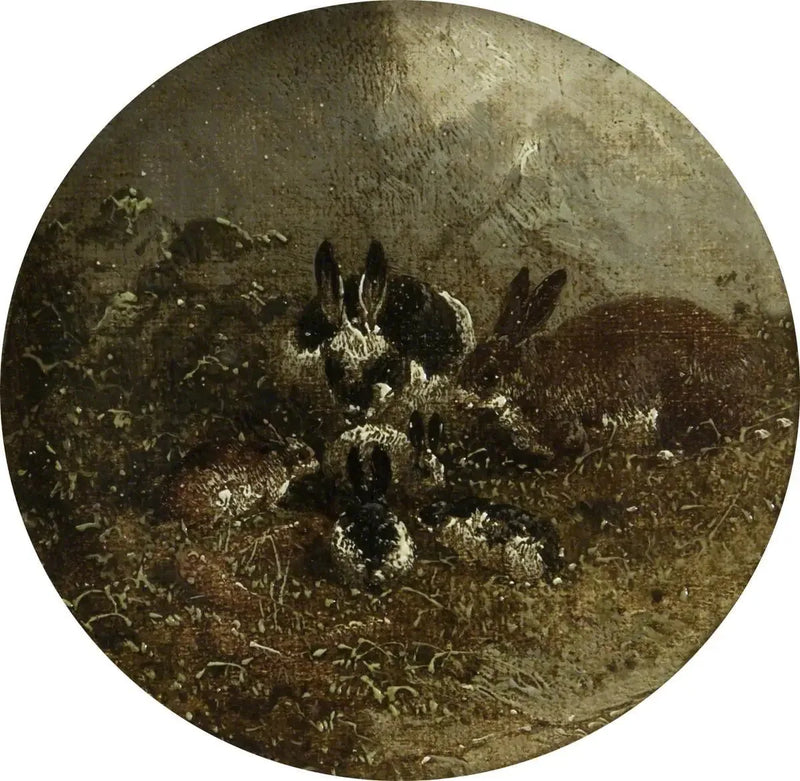 Oito cenas de fazenda circulares: coelhos - John Frederick Herring, Sr.